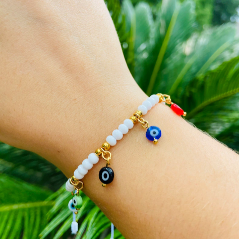 Evil Eye Multi-Color, Tiny Charms Bracelet