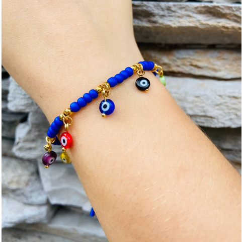 Evil Eye Multi-Color, Tiny Charms Bracelet